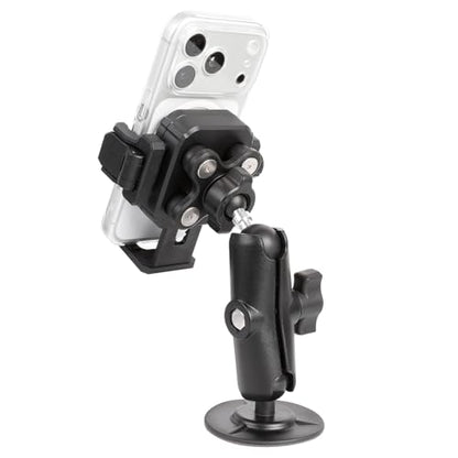 Dashboard Phone Holder for Car, Truck, Boat - Vibration Dampener [Camera Friendly] [1s Lock & Release] [Aluminum Medium Arm], Flex Adhesive 1" Ball Base Phone Mount for 4.7-7.2" Smartphones