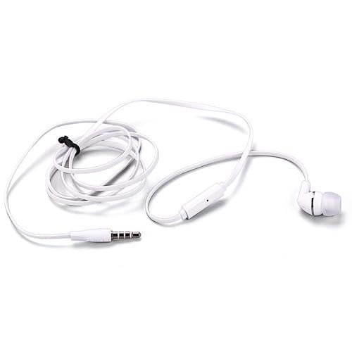 Mono Headset Earphone w Mic Wired Earbud Compatible with Cricket Outlast 5G/AT&T Motivate Pro 5G, 3.5mm Single Headphone Hands-Free Microphone White