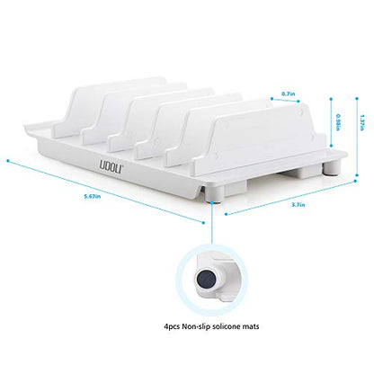 Adjustable Universal Cell Phone Dock Stand Holder, Tablet Organizer Multi Device Desktop Stand for iPhone Samsung Galaxy Google Nexus Kindle - No Charging Port (White) - color: White