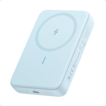 Anker Zolo Magnetic Power Bank,10,000mAh Magsafe Portable Charger | Compact Wireless Battery Pack with 30W Max Fast Charging, Skin-Friendly and Durable Design for Travel - color: Blue