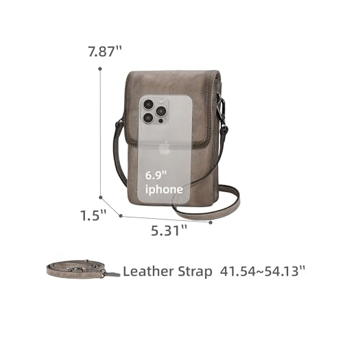 Iswee Rfid Blocking Small Crossbody Bag for Women Travel Classic Style | Genuine Leather,Adjustable Shoulder Strap,Fits 6.9" Phone,Anti-Theft Purse,Perfect for Daily Use and Weekend Travel - color: Grey
