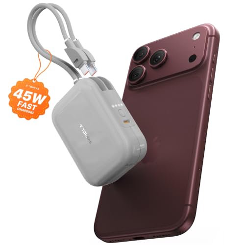 TORRAS Mini Power Bank for iPhone 18 Pro Max, 45W 10000mAh Portable Charger - color: GREY