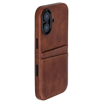 Dockem Card Case for iPhone 17 with Magnetic Mounting Plate, Camera Control Button, Wallet with 2 Holder Slots: M2 Exec Premium Synthetic Leather (Brown) - color: Brown, size: 17