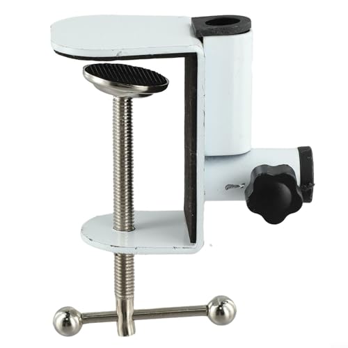 Metal Base C-Shape Table Mount Clamp with Cantilever Bracket and 360° Rotation for Desktop or Bedside Use, Black(white)