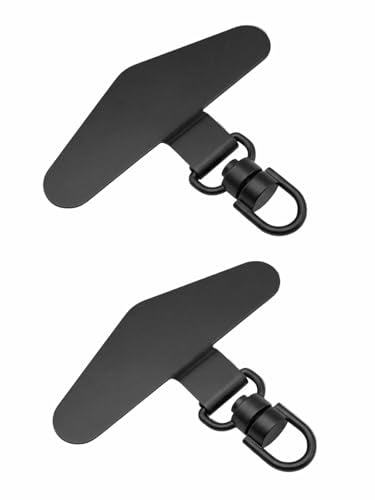 Universal Metal Phone Tether Tab, Heavy-duty Phone Lanyard Tab for Wrist&Crossbody Straps, Full-cover Phone Cases - color: Black-plus