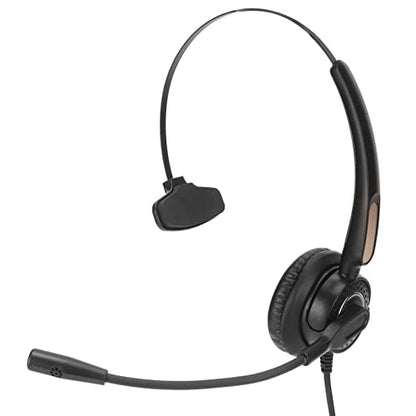 Corded Telephone Headset with Noise Cancellation, Single Ear Headphone for Customer Service, Multimedia Teaching, Plug and Play, Comfortable, Clear Call Quality