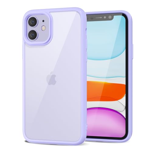 LoeoeL for iPhone 11 Case Clear, Transparent Hybrid 11 Phone Case [Hard Plastic & Soft Silicone Bumper] Acrylic Non Yellowing Thin Slim Protective Cover for Women, Purple Lavender - color: Lilac, size: 11