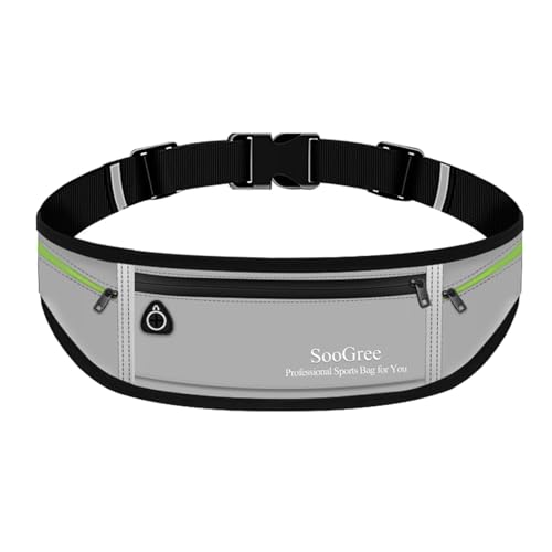 SooGree Slim Running Belt Sport Fanny Pack for Women Men,Reflective Waist Pack Runner Pouch Belt, Zipper Waterproof Running Phone Holder Jogging Pouch for Phone Money (GSP8806 Gray) - color: GSP8806 Gray