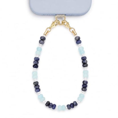 POSADINA Natural Stone Phone Charm, Beaded Healing Phone Wrist Strap, Handmade Cellphone Chain Lanyard with Tether Tab - color: Ocean Mist
