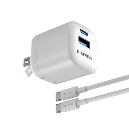 GaN Charger, 45W Fast Charging, Compact and Foldable Plug USB‑C Wall Charger, Compatible with iPhone 17 Series, MacBook, iPad, Samsung Galaxy S25 Ultra/S24 Series (3.3 ft Cable Included) - color: White