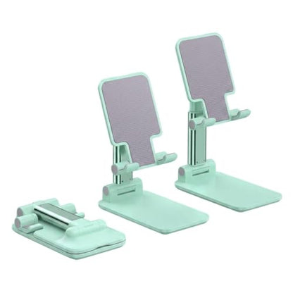 Foldable Desktop Phone and Tablet Stand, Adjustable Universal Mount, Compatible with iPhone, iPad. Useful for Study Table, Office, Home etc. Phone, Ipad, Stand. (Green) - color: Green