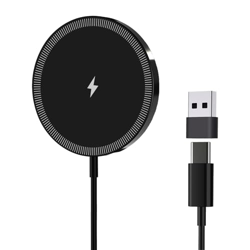 for MagSafe Charger, Magnetic Wireless Charging Pad for iPhone 17/17 Pro/17 Pro Max/Air/16 15 14 13 12 Pro Max Plus mini/AirPods 2 3 Pro, Strong Magnet, Aluminum Alloy, USB-C/A Ports(Black) - color: Black