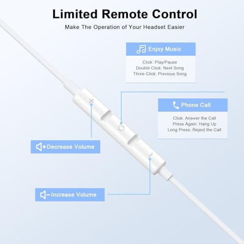 Wired Earbuds in-Ear Headphones with 3.5mm Plug [Apple MFi Certified] - color: Off-white