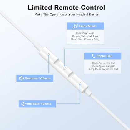 Wired Earbuds in-Ear Headphones with 3.5mm Plug [Apple MFi Certified] - color: Off-white