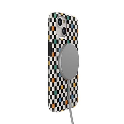 Casely iPhone 15 Plus Case | Old Skool | Retro Checkerboard | Compatible with MagSafe | Classic Ultra Slim Design - color: Old Skool | Retro Checkerboard