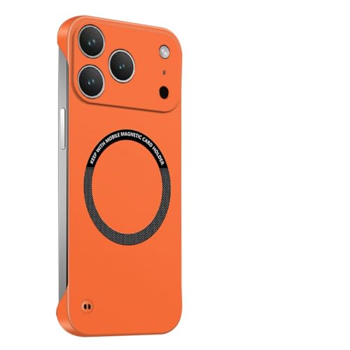 Frameless Magnetic Series Designed for iPhone 14 Pro Max Case[Compatible with MagSafe] Borderless Ultra Thin Slim Fit,Lightweight Minimalist Hard PC Yet Protective Shockproof Cover,Orange - color: Orange, size: iPhone 14 Pro Max
