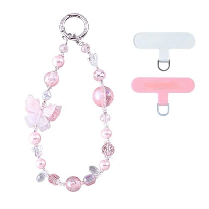 Original Design Phone Charm with 2 Tether Tabs – Stylish, Durable, and Hands-Free Phone Chain – Compatible with iPhone, Samsung, Pixel & More (11 Embossed Butterfly - Pink) - color: 11 Embossed Butterfly - Pink