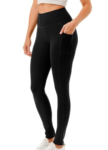 Women's High Waist Active Leggings with Pockets Squat Proof Yoga Workout Pants Tummy Control Stretch Activewear - color: Black, size: 3X-Large