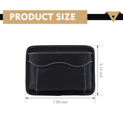 Car Seat Side Pocket Organizer, Black PU Leather Mini Auto Seat Storage Bag, Pen Phone Holder Tray Pouch Vehicle Seats Gap Filler, Universal Organize for Documents Registration Notepad