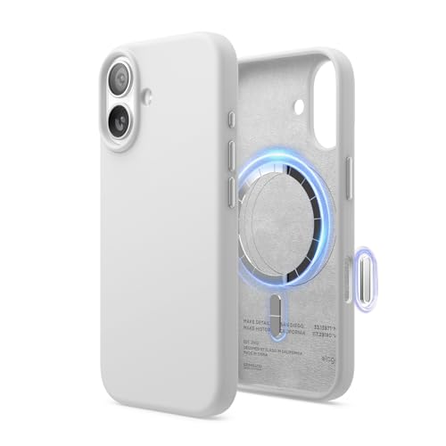 elago Premium Magnetic Silicone Case for iPhone 17 White | Compatible with MagSafe, Liquid Silicone Material, Protection, Shockproof, Slim Phone (White) - color: White, size: iPhone 17