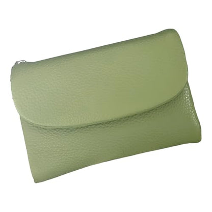 Unisex Pebble Leather Wallet, 5.3In Short Genuine Leather Coin Card Holder, Unisex Clutch Bags, Can Hold Coins, Id Cards - color: Avocado Green