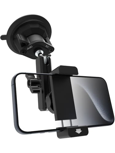 Suction Cup Car Phone Holder, Metal Phone Mount for Car Windshield