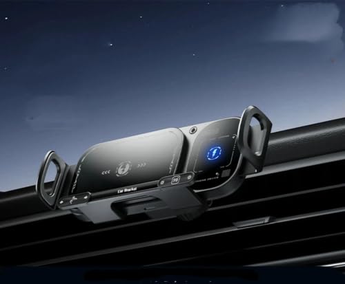 Dual-Coil Wireless Fast Charging Stand, Large-Screen Foldable Screen car Phone Holder - color: SD01 Black Air Vent Version [Barbed Base 1 Piece]