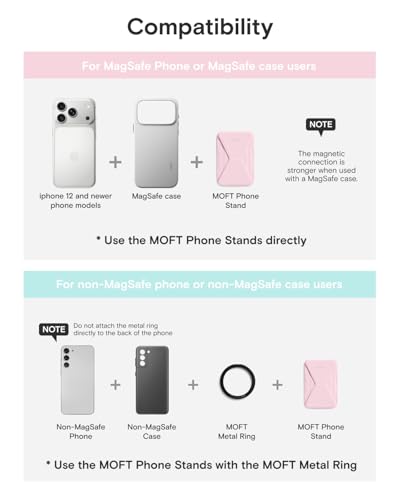 MOFT Magnetic Wallet Stand Compatible with iPhone 17/16/15/14/13/12 Series, Angle Adjustment & Magsafe Compatible MOVAS Phone Stand,Light Pink - color: Light Pink, size: Standard