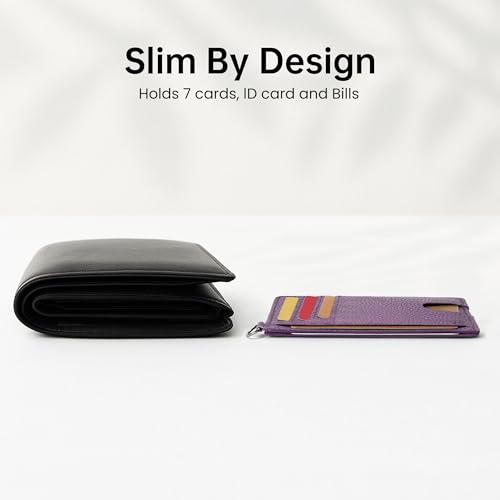 Mayski Slim Wallet, Credit Card Holder for Women, Minimalist Front Pocket RFID Blocking Card Cases, Small Wallet Women Men(Litchi Lavender) - color: Litchi Lavender