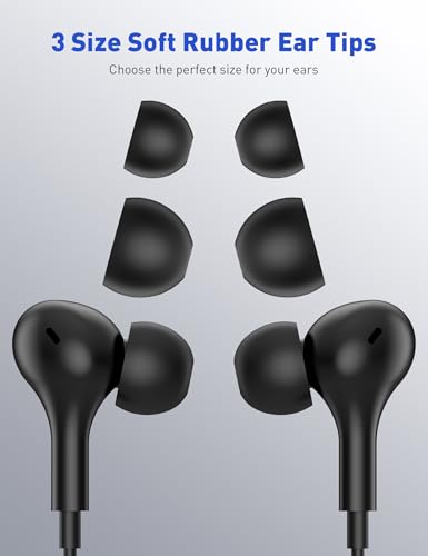 iMangoo Wired Earbuds 3.5mm Jack School Airplane Travel Headphones Black - color: Black