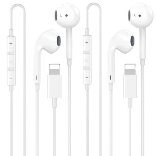 2 Pack Apple MFi Certified iPhone Headphones Wired with Lightning Connector - color: LWhite