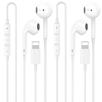 2 Pack Apple MFi Certified iPhone Headphones Wired with Lightning Connector - color: LWhite
