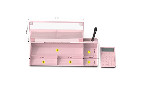 TOWON Glass Desk Whiteboard with Calculator 17x6 in, Desk Organizer, Pink - color: Cal Pink