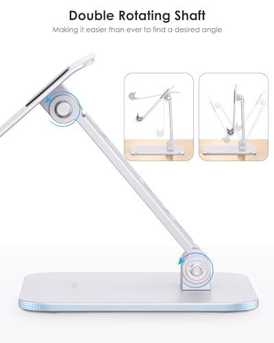 OMOTON T5 Foldable Tablet Stand, Heavy Adjustable Holder for iPad, Silver - color: silver