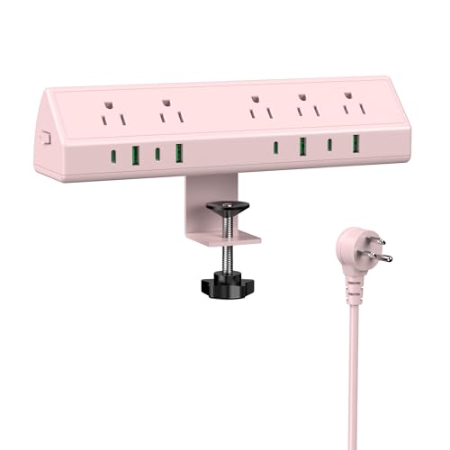 Jgstkcity Desk Clamp Power Strip USB C 45W,8 USB,10FT,Purple - color: Pink, size: 10 FT