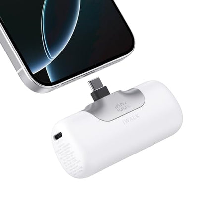 iWALK Portable Charger 5500mAh Next-Gen Small Power Bank 22.5W Fast Charging Battery USB-C Portable Phone Charger for iPhone 18/17/16/15 17 Plus 17 Pro Max iPad, Samsung Galaxy S25 S24 Android, White - color: White