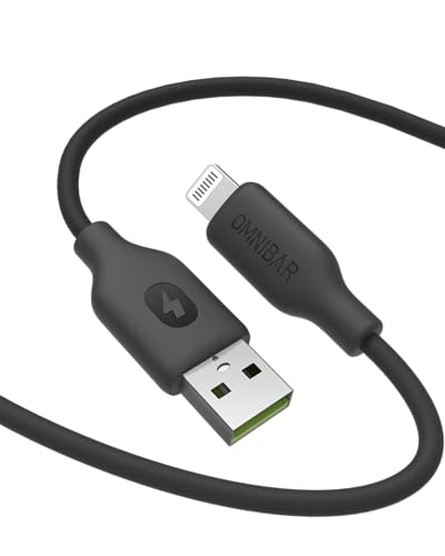 Silicone USB A to Lightning Cable 6FT, MFi Certified iPhone Cord - color: A to L Silicone Black