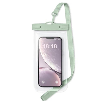 Waterproof Phone Pouch Compatible for iPhone 7in-1 Smoke Green | IPX8 Waterproof Case, Beach Travel Must Haves, Beach Essential, Dry Bag, 1 Pack, for iPhone 17/16/15/14/13/12 Pro Max - color: B5-Smoke Green