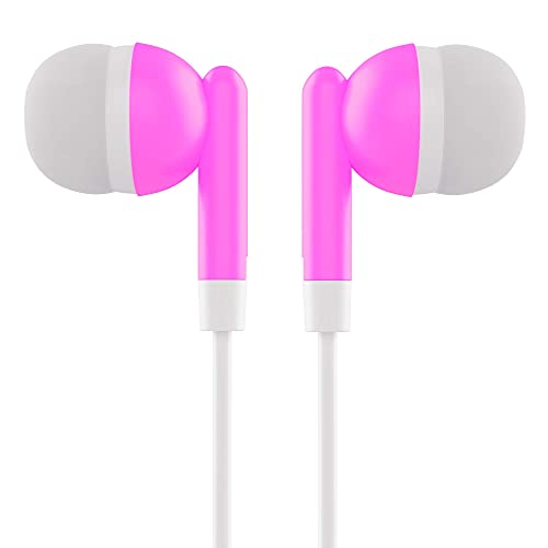 Maeline Bulk Earbuds with 3.5 mm Headphone Plug - 20 Pack - Pink - color: Pink, size: 20 Pack