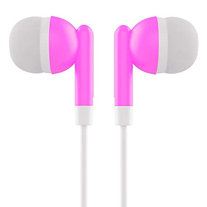 Maeline Bulk Earbuds with 3.5 mm Headphone Plug - 20 Pack - Pink - color: Pink, size: 20 Pack
