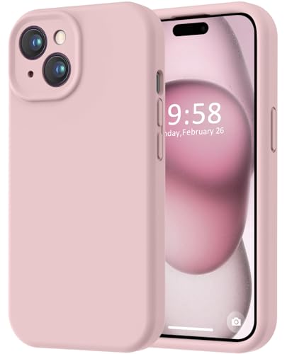 LOVE 3000 Compatible with iPhone 15 Case, [Smooth Silicone Full Coverage Camera] [8ft Drop Protection], Soft Microfiber Lining Full Body Protective Case for iPhone 15 6.1 inch - Pink Sand - color: Pink Sand, size: iPhone 15 6.1inch