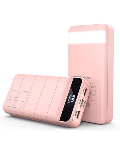Power Bank, 50000mAh 22.5W with USB-C Fast Charging Portable Charger - color: Pink
