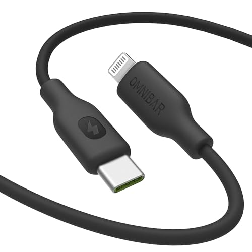 Silicone USB C to Lightning Cable 6FT, MFi Certified iPhone Cord - color: C to L Silicone Black