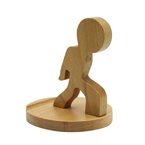Cute Boy Cell Phone Holder Stand Wooden Smartphone Desk Holder for Mobile Phones Animal Phone Stand Desk Ornament - color: tai chi