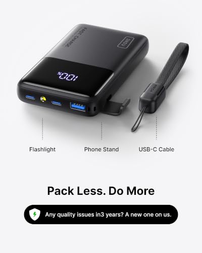 INIU Power Bank, Compact 10000mAh 45W PD Fast Charging Portable Charger - color: Black