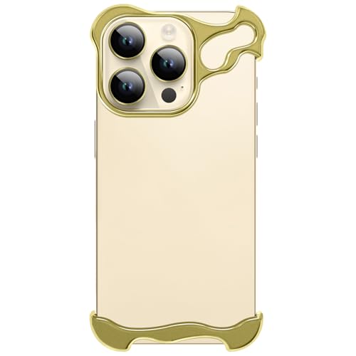 Phone Case Compatible with iPhone 15 Pro Max Compatible with Lens Camera Protection, Frameless Minimalist Design, Extremely Highlighting Personality - color: Aluminum gold, size: iPhone 15 Pro Max
