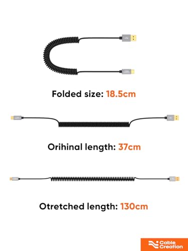 CableCreation Coiled USB A to C 60W Fast Charging Cable Max 5FT for CarPlay - style: A to C 2-Pack