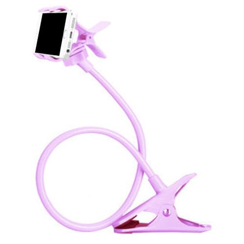 Gooseneck Phone Holder for Bed, Bed Table Phone Mount, Long Lazy Arm Headboard Bedside Bracket Clamp Stand, Easy 360 Adjustment Flexible Cellphone Clip for Home Offices Kitchen Gyms Table, 50cm - color: Pinks