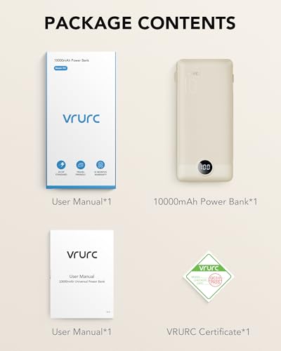 Portable Charger Built-in Cables and AC Wall Plug, USB C Power Bank 10000mAh, Travel Battery Portable Phone Charger Compact Lightweight External Battery Pack for Smart Phones, Tablets etc-Light Coffee - color: Light Coffee