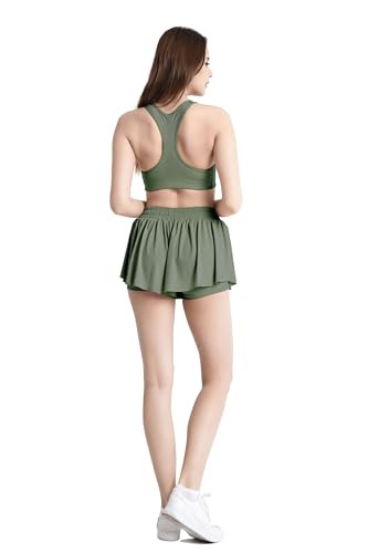 YLDUJ AMUM Womens Flowy Shorts with Pockets - color: Army Green, size: Medium